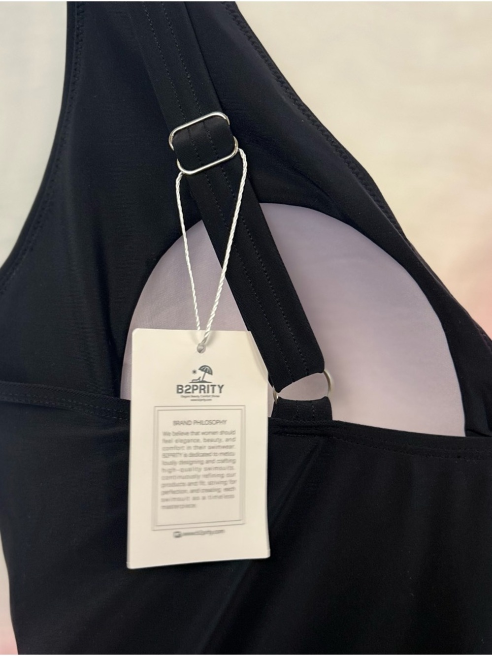 New B2Prity Women’s One Piece Wrap Style Pink and Black Swimsuit / XL - Picture 6 of 9